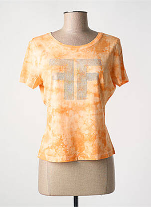 Tricou imprimeu fantezie mâneci scurte portocalie FRACOMINA femeie