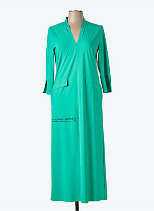 Rochie lungă croială cambrată mâneci 3/4 verde SPORTALM femeie