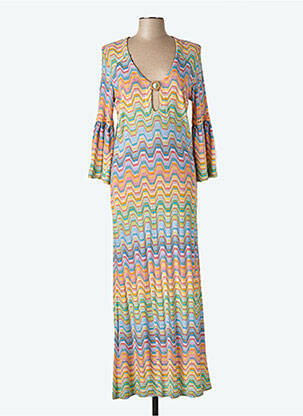 Rochie lungă croială cambrată mâneci 3/4 portocalie VALERIE KHALFON femeie