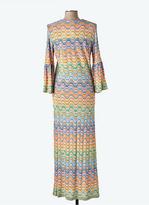 Rochie lungă croială cambrată mâneci 3/4 portocalie VALERIE KHALFON femeie