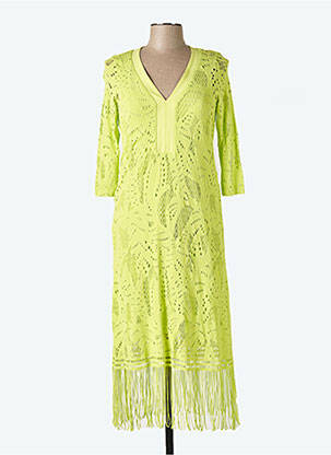 Rochie lungă croială cambrată mâneci 3/4 verde SPORTALM femeie