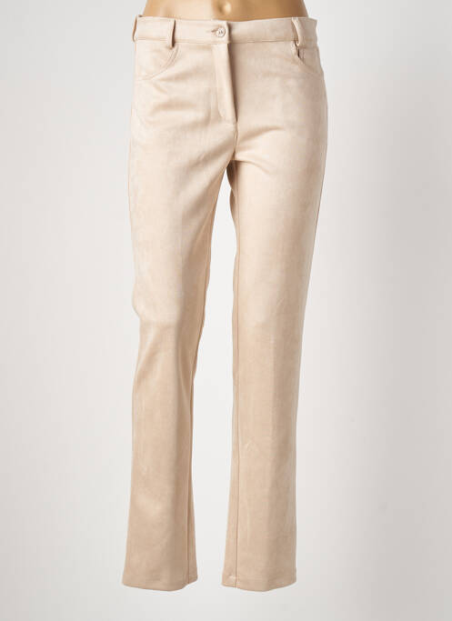 Pantalon slim bej TRICOT CHIC femeie