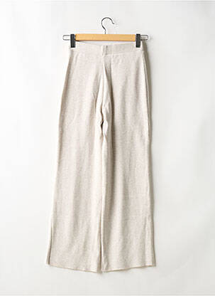 Pantalon drept talie elastică bej ZARA femeie