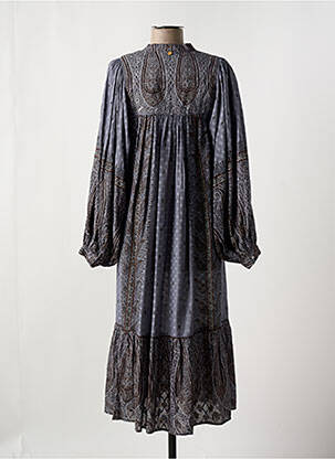 Rochie midi imprimeu fantezie mâneci lungi gri ANTIK BATIK femeie