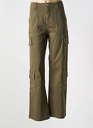 Pantalon cargo țesătură poplin talie înaltă verde MKT STUDIO femeie