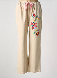 Pantalon drept elasticitate mărime normală bej ME369 femme