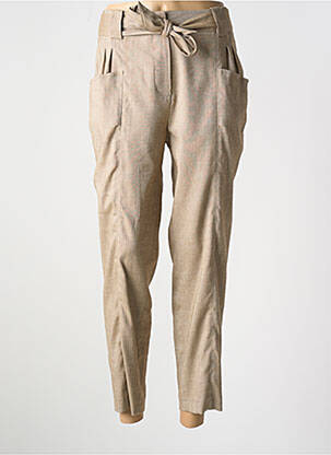 Pantalon 7/8 talie înaltă talie înaltă bej HANA SAN femeie