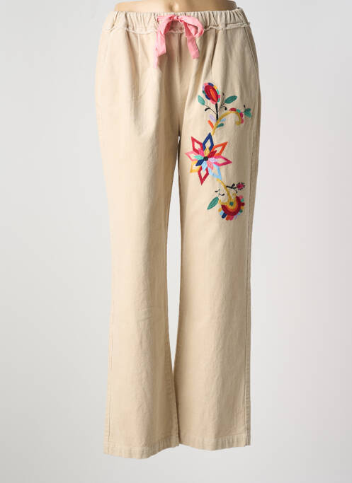 Pantalon drept bej ME369 femeie