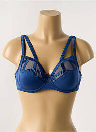 Sutien efect material satinat sutien cupe întregi cu decolteu înalt albastru LOUISA BRACQ femme