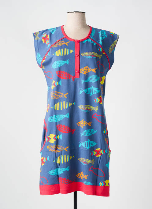 Cămașă de noapte închidere cu nasturi pe față albastru ROSE POMME femme