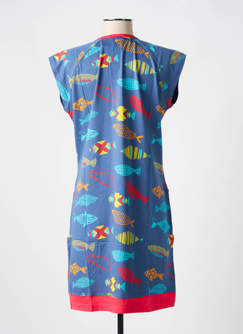 Cămașă de noapte închidere cu nasturi pe față albastru ROSE POMME femme