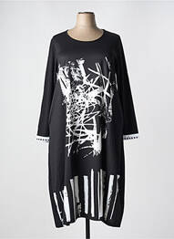 Rochie midi imprimeu fantezie mâneci lungi negru G!OZE femme