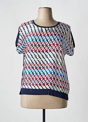 Tricou imprimeu fantezie mâneci scurte albastru HAJO femeie