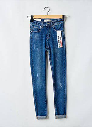 Blugi skinny efect uzat decolorat talie înaltă albastru HELLO MISS femeie