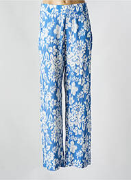 Pantalon drept țesătură poplin talie înaltă albastru HAJO femme