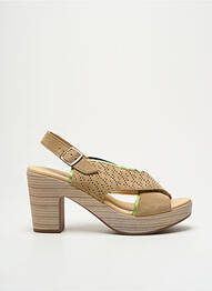 Sandale/pantofi decupați semi compensat toc de 7 la 9 cm bej MKD femme
