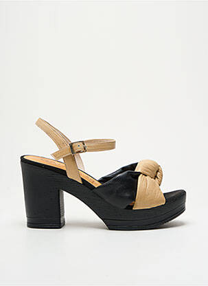 Sandale/pantofi decupați material neted toc de 7 la 9 cm bej GADEA femeie