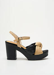 Sandale/pantofi decupați semi compensat toc de 7 la 9 cm bej GADEA femme