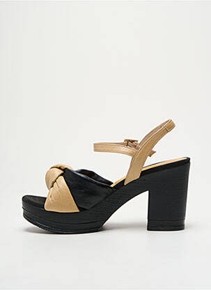 Sandale/pantofi decupați material neted toc de 7 la 9 cm bej GADEA femeie
