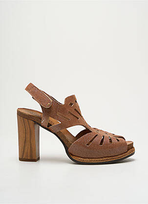 Sandale/pantofi decupați material neted toc de 7 la 9 cm maro FELMINI femeie