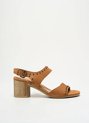 Sandale/pantofi decupați material neted toc de 4 la 6 cm maro MINKA DESIGN femeie
