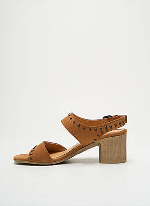 Sandale/pantofi decupați material neted toc de 4 la 6 cm maro MINKA DESIGN femeie