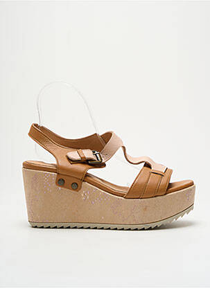 Sandale/pantofi decupați țesătură satinată toc de 7 la 9 cm maro MINKA DESIGN femeie