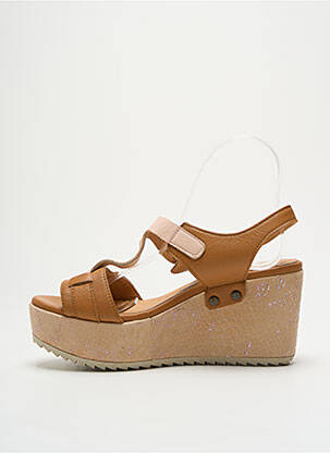 Sandale/pantofi decupați țesătură satinată toc de 7 la 9 cm maro MINKA DESIGN femeie