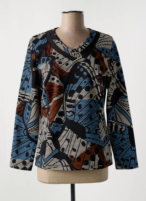 Tricou imprimeu fantezie mâneci lungi albastru GUY DUBOUIS femme