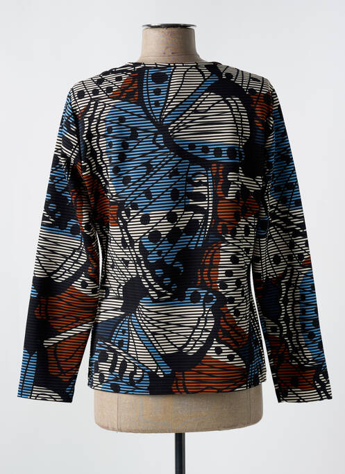 Tricou imprimeu fantezie mâneci lungi albastru GUY DUBOUIS femme