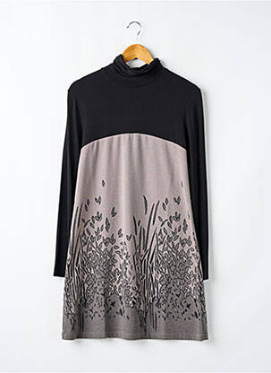 Rochie scurtă croială evazată mâneci lungi negru QUATRE VINGT JOURS femeie