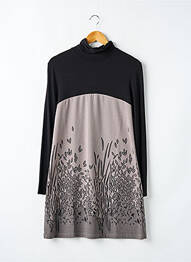 Rochie scurtă croială evazată mâneci lungi negru QUATRE VINGT JOURS femme