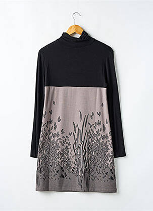 Rochie scurtă croială evazată mâneci lungi negru QUATRE VINGT JOURS femeie