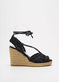 Espadrile țesătură satinată toc de 7 la 9 cm negru KANNA femeie