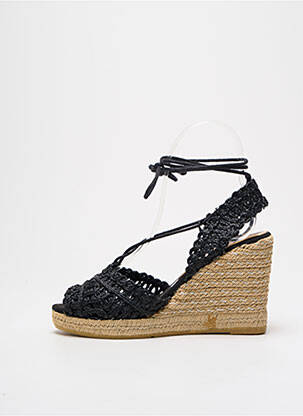 Espadrile țesătură satinată toc de 7 la 9 cm negru KANNA femeie