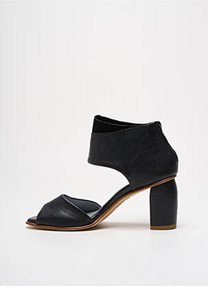 Sandale/pantofi decupați țesătură satinată toc de 4 la 6 cm negru LILI MILL femeie