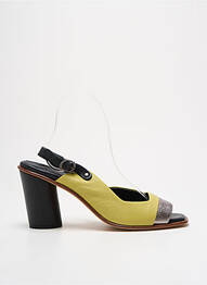 Sandale/pantofi decupați material neted toc de 7 la 9 cm galben LILI MILL femme