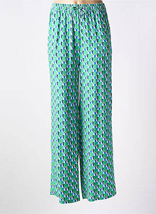 Pantalon drept țesătură poplin verde C'EST BEAU LA VIE femeie