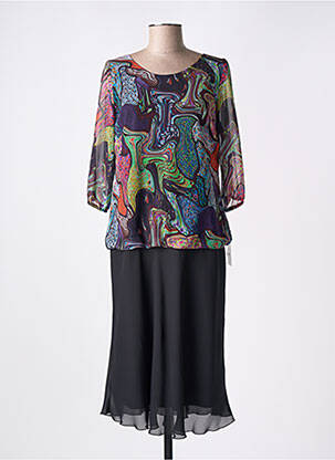 Rochie midi croială fluidă mâneci 3/4 negru JEAN DELFIN femeie