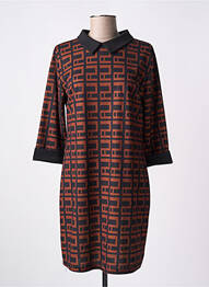 Rochie scurtă mâneci 3/4 mâneci 3/4 maro DREAM VALLEY femeie