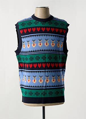 Pulover elasticitate mâneci scurte albastru JACK & JONES bărbat