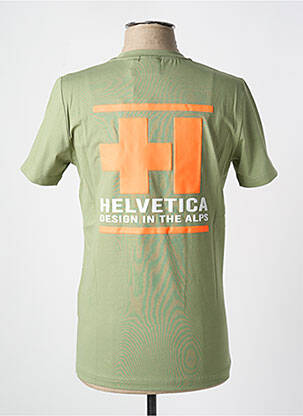 Tricou croială cambrată mâneci scurte verde HELVETICA bărbat