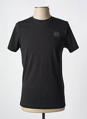Tricou croială cambrată mâneci scurte negru HELVETICA bărbat
