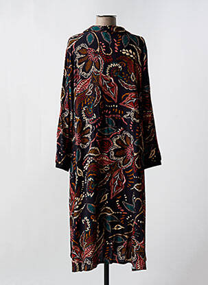 Rochie midi imprimeu floral mâneci lungi negru FRANCK ANNA femeie