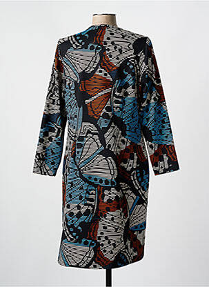 Rochie midi imprimeu fantezie mâneci lungi negru GUY DUBOUIS femeie