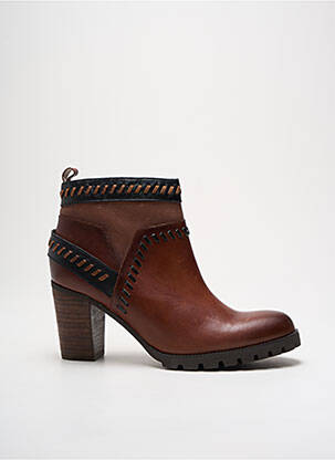 Botine/ghete material neted toc de 4 la 6 cm maro MAM'ZELLE femeie