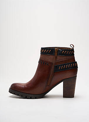 Botine/ghete material neted toc de 4 la 6 cm maro MAM'ZELLE femeie