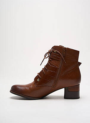 Botine/ghete material neted toc de 4 la 6 cm maro MAM'ZELLE femeie