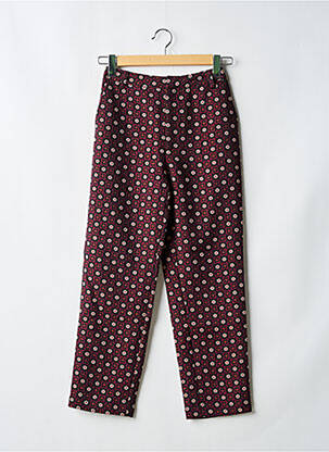 Pantalon drept închidere cu fermoar sub clapetă cu nasturi violet IDANO femeie