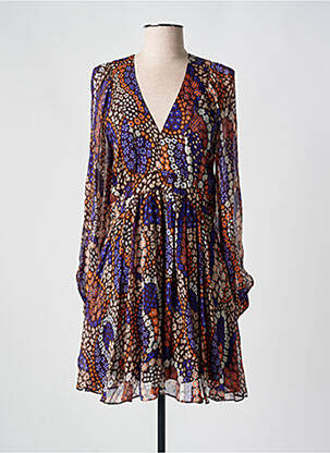 Rochie scurtă croială fluidă mâneci lungi maro IDANO femeie
